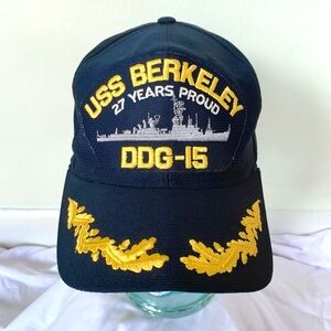 vintage US Navy embroidered USS Berkeley 27 years proud DDG-15 dark blue hat